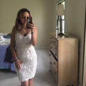 Lulus White floral overlay dress